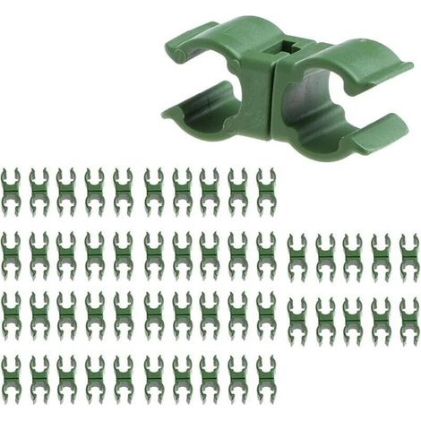 Lot de 50 connecteurs pour tiges de treillis. 16 mm. Clips de fixation universels en plastique pour jardin, verger et cages à tomates. (1/4)