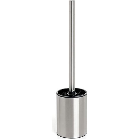 Brosse WC Satin, Faite d'acier Inoxydable, Seau intérieur en polypropylène, Brosse Noire, sans BPA, Métallisé. Mesures 9 x13x 38 cm (1/4)