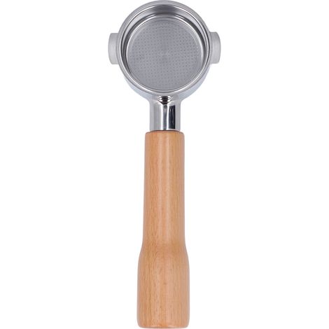 Portafilter 51mm sans fond en acier inoxydable pour machine à café Delonghi ECO310 C1, manche en bois de hêtre (1/5)