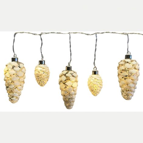 5 DECO PIGNE VT C/LUCE LED A BATTERIA DA INTERNO LUNGO 80 CM