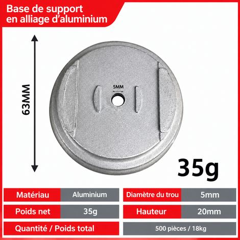 Base en alliage d'aluminium 34 g accessoire pour coupe-bordure et débroussailleuse 63 mm 5 mm 0.034 kg 6 × 6 × 2 cm 34 g – Livraison gratuite