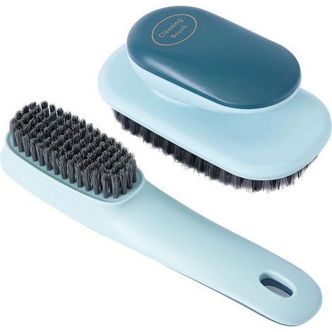Brosse à linge, brosse détachante, brosse de nettoyage ménager, salle de bain Ergonomique Easy Grip Sac 2 pièces (Bleu) (1/2)