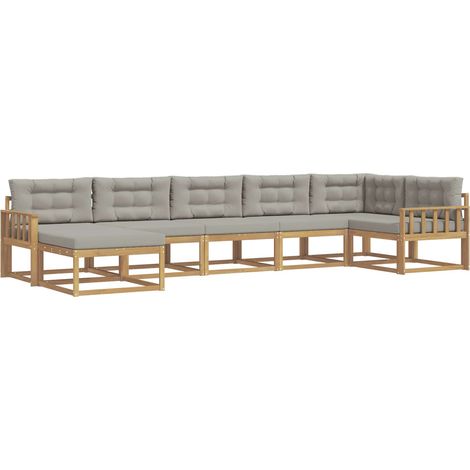 Outdoor Sofa Set with Cushion 7 pcs White and Light Grey vidaXL (1/5)