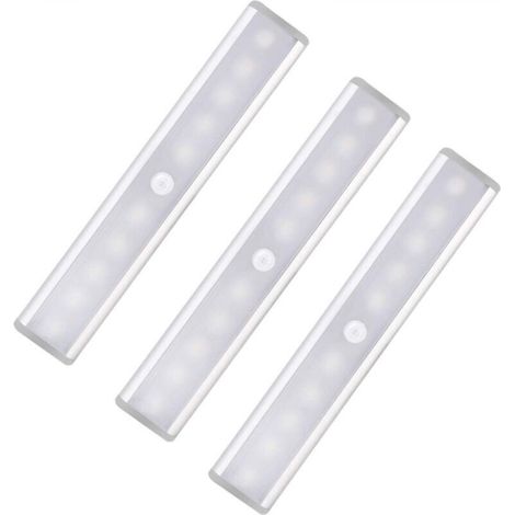 Set of 3 LED lights with motion sensor for wardrobe, 10 wireless LED spotlights, LED lights for wardrobe, battery-powered LED lighting with magnetic strips, night light for children (1/5)
