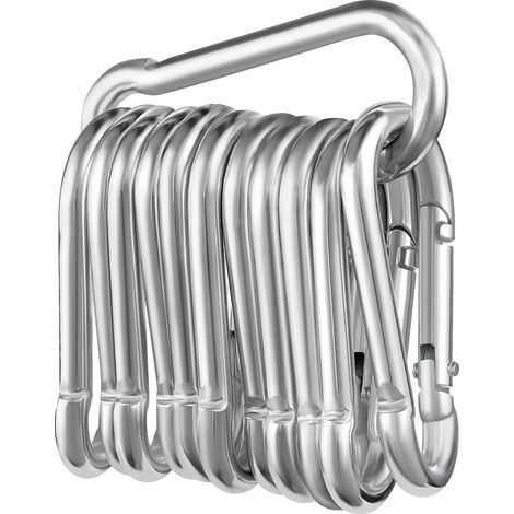 Packung mit 10 verzinkten Eisenkarabinern, Φ660 mm, maximale Traglast 160 kg, rostfrei, verzinkte Kletterhaken, Karabiner für Schlüsselanhänger, Hängematten, Camping, Angeln, Markisen usw.