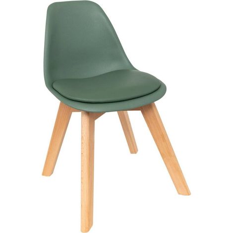 Chaise pour enfants Baya vert clair – Bois d'hêtre et polypropylène – Dimensions L. 55 x P. 31 x H. 38,5 cm – Design ergonomique