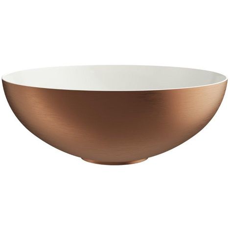 Crosswater Circus Lavabo à poser - 40x40x15cm - rond - intérieur Cru mat - extérieur Bronze brossé (1/4)