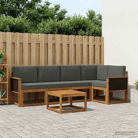 vidaXL Set di divani da esterno con cuscino 6 pcs Naturale e (1/5)