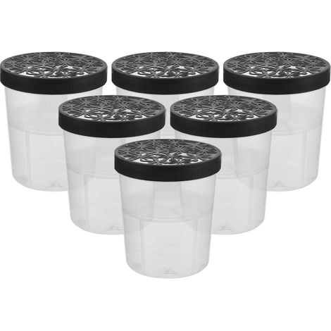 Boîte pour Absorbeur D'humidité en Plastique Noir 6 Pièces Réutilisable, Surveillance Facile et Nettoyage Simple, Format Vide pour Placard et Sous-sol (1/5)