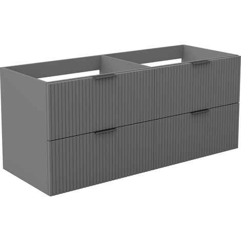 AICA Meuble de salle de bain suspendu 120 cm Anthracite + 4 tiroirs, avec Poignées - sans compter vasque