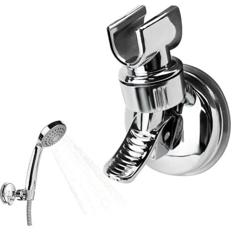 Support Douchette avec Ventouse, Accroche Pommeau de Douche Réglable Amovible, Support de Douche à Ventouse à Rotation 360 °, Accessoire Douche pour Maison Hôtel Salle de Bain(Argent) (1/5)