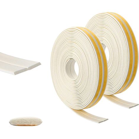 Bande de Joint d'Étanchéité pour Fenêtre Auto-Adhésive en Caoutchouc Imperméable et Insonorisation en Mousse Autocollant I-Profil Blanc (2 Rouleaux au Total 30 Mètres)