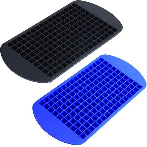 2 mini bacs à glaçons en silicone, parfaits pour congélateur, aliments pour bébé, eau, whisky et cocktails. (1/3)