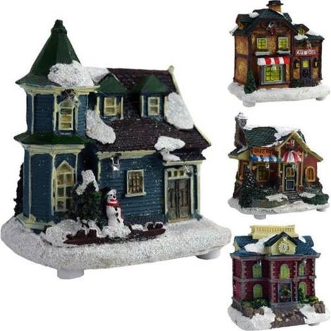 TrAdE Shop Traesio - Casa Natalizia Illuminazione A Led In Poliresina Scena Natale Modello Casuale - (1/5)