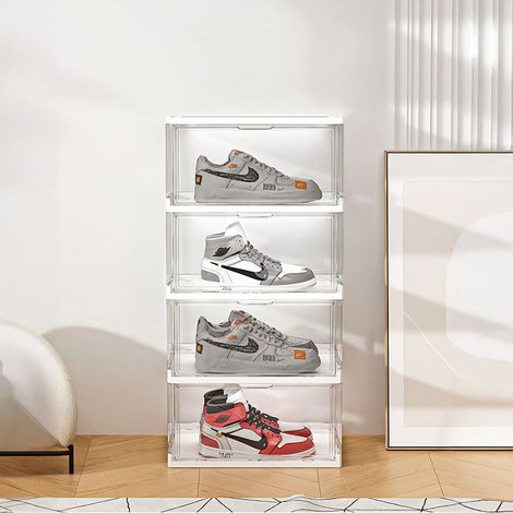Four-layer Transparent Foldable Household Shoe Rack 57cm (W) x 38cm (D) x 126cm (H) (1/5)
