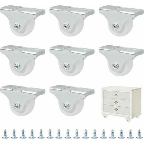 Lot de mini-roulettes de 25 mm en caoutchouc et plastique fixées dans un écrin pivotant en métal - Pour meubles, appareils électro-ménagers et équipements-Lot de 8 (1/5)
