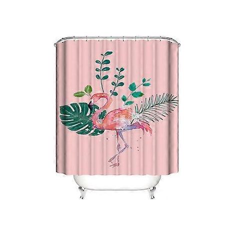 Rideau de Douche de Flamant ardent 180180 cm, Rideau de douche de Plantes Rideau de Douche en Polyester imperméable avec 12 Crochets pour la décoration (1/4)