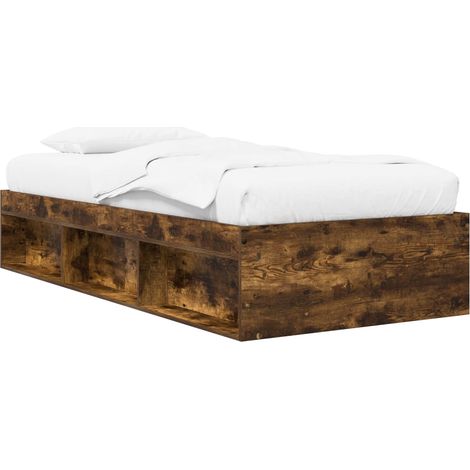 Cadre de lit avec rangement avec étagère Chêne fumé 80 x 200 cm vidaXL (1/5)