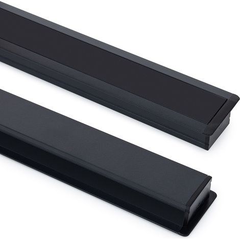 Perfil Aluminio Empotrable para Tiras LED hasta 25 mm con Tapa Continua Negro 2 m Negro traslúcido (1/5)