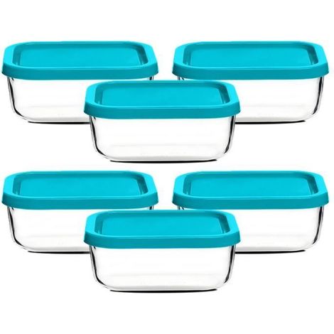 Boîte de conservation - JUANIO - Frigoverre - Lot de 12 - Verre alimentaire - Couvercle hermétique - Rectangulaire (1/4)