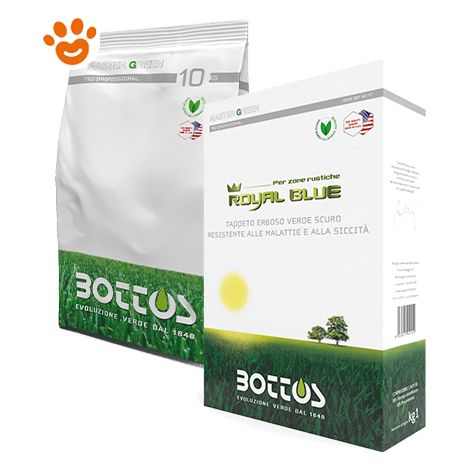 Tappeto erboso Royal Blue 1Kg verde scuro zone rustiche e salinità Bottos - 10 Kg