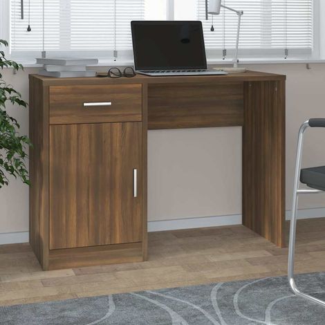 Bureau avec tiroir et armoire Bureau informatique - Table de Bureau Chêne marron 100x40x73 cm BV174613 - BonneVie (1/5)