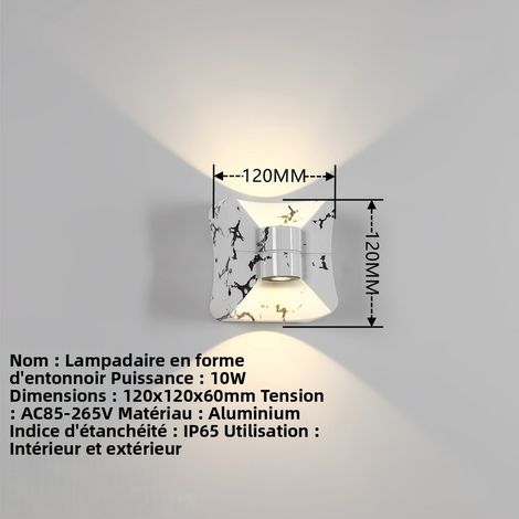 Wandleuchte für Außenbereich, wasserdicht IP65, moderne Wandlampe im Trichter-Design in Schwarz und Weiß, 10W 4000K, dekorative Beleuchtung für Garten, Balkon, Flur und Fassade-lsw