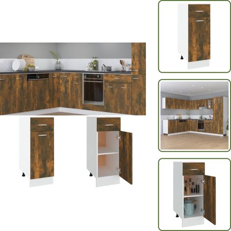 Cajón cocina - vidaXL Mueble bajo con cajón "Lyon" roble ahumado 30x46x81,5 cm Madera de ingeniería - Armario cocina