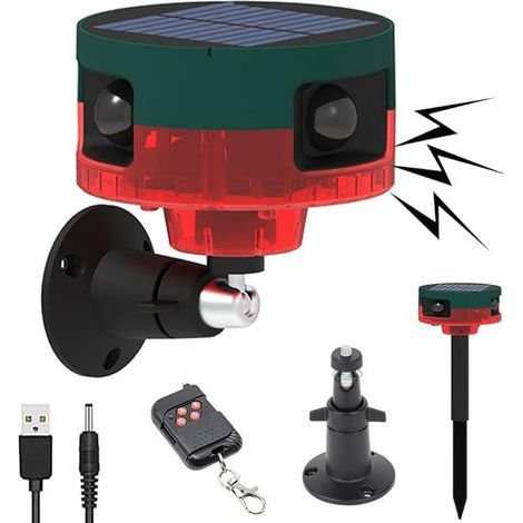 Solarbetriebener Bewegungsmelder für den Außenbereich, Alarm, erweiterter 360°-Bewegungsmelder (rot). (1/5)