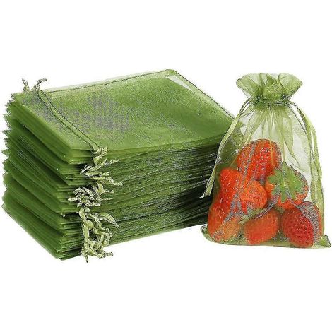 Filiyano-100 sacs à fruits, sacs en filet vert de 20 x 30 cm avec cordon de serrage pour raisins et cerises - Protection contre les insectes et les (1/5)