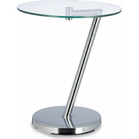 Table d'appoint ronde design moderne 52 x 45 x 45 cm ambiances cosy usage intérieur extérieur en verre argenté (1/4)