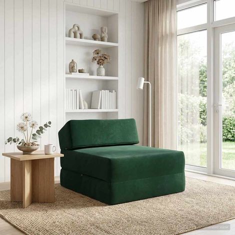 Sofá Cama Plegable Verde oscuro 60 x 70 x 41 cm Tela
