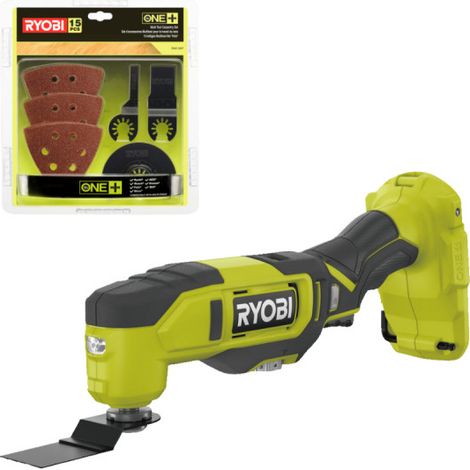 Confezione RYOBI - Multiutensile RMT18-0 - 18V OnePlus - 11 accessori - Senza batteria e caricabatterie - Kit speciale l