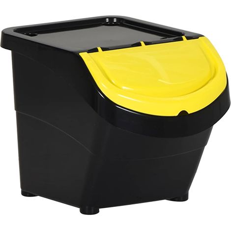 Poubelles empilables avec couvercles 3 pcs noir PP 78 L (1/5)