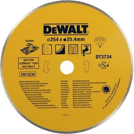 DeWalt DT3734-XJ - Disco de diamante para corte en húmedo de azulejo, porcelana y piedras, 250 x 25,4 mm