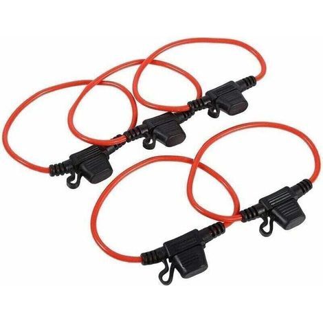 5 Stück mittelgroße, wasserdichte Stecksicherungshalter mit Kabel, DC 12V 30A Standard-Flachsicherungshalter für Fahrzeuge, Autos und Motoren, Flachsicherungshalter, spritzwassergeschützter Flachsiche (1/4)