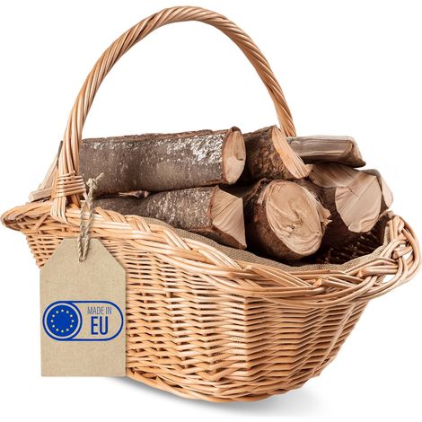 Panier Rangement Bois Bûches en Osier Ovale 60 x 40 x 39 cm (1/5)
