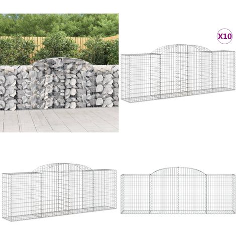 Paniers à gabions arqués 10 pcs 300x50x100/120 cm fer galvanisé - Panier Gabion - Mur Gabion - Clôture Gabion - Décoration Jardin - Barrieres Jardin - Home & Living (1/5)
