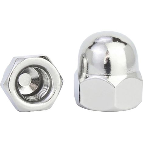 5 Pièces Écrous Borgnes M12 Hexagonaux Acier Inoxydable A2 V2A, Écrou Hexagonal à Capuchon DIN 1587 pour Vis, Boulons et Tiges Filetées (1/5)
