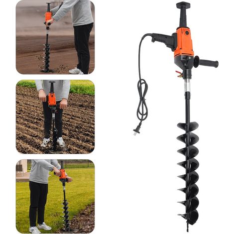 Senderpick – Tarière électrique 1900 W – Moteur en cuivre brossé – Diamètre 120 mm – Pour sols argileux et sableux – Forage rapide et précis