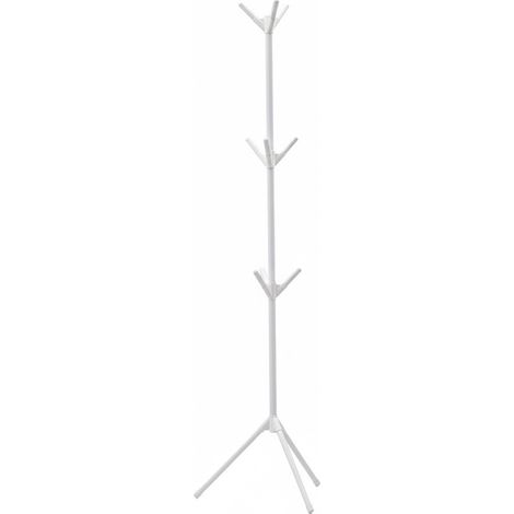 Appendiabiti da Terra Bianco Attaccapanni a Colonna Piantana Moderno Stilizzato con 9 Ganci stand per Borse Cappelli e Sciarpe Altezza 162 cm in metallo e plastica per Ingresso Casa e Ufficio (1/4)