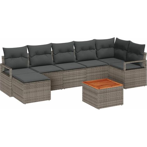 Garden Sofa Set with Storage 8 pcs Grey Poly Rattan vidaXL
