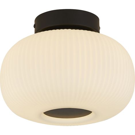 Searchlight Lumina 1 Luce Plafoniera a filo con vetro satinato rigato (1/5)