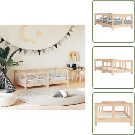 The Living Store Kinderbett 70x140 cm Massivholz Kiefer - Holz Kinderbett - Kiefernholz Kinderbett - Babybett - Kinderzimmer Dekoration - Jugendzimmer Möbel (1/5)