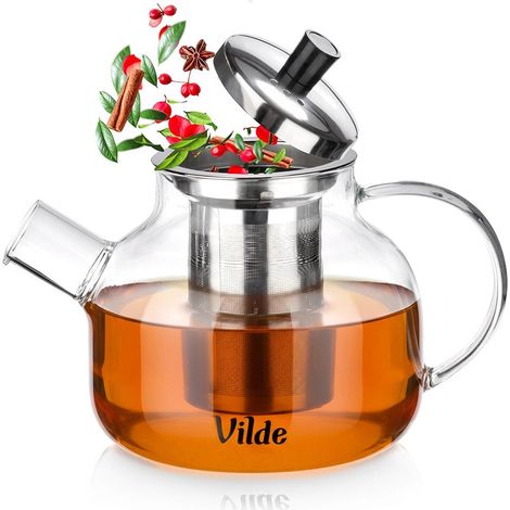 Teiera in vetro con infusore in acciaio inox, 850 ml