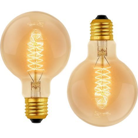 Lot de 2 Vintage G80 E27, 40W Blanc Chaud 2700K, AC 220V, Ampoules de Décoration à Incandescence Rétro E27 Spirale Tungstène Filament Lampe (1/5)