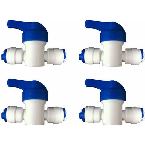 Water Lot de 4 valves robinets en ligne pour système de filtre à osmose inverse de réfrigérateurs congélateurs LDPE 1/4" (1/3)