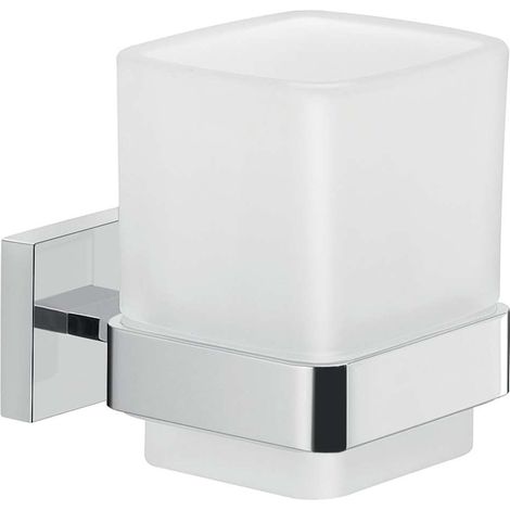 Sapho Gedy Elba - Zahnputzbecher mit Halterung, Milchglas, Chrom A01013 (1/5)