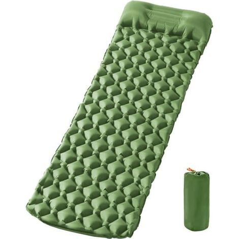 Matelas gonflable TPU camping 5cm épaisseur, charge 200kg, texture diamantée vert foncé, isolation confort pour tente, voiture, randonnée (1/5)