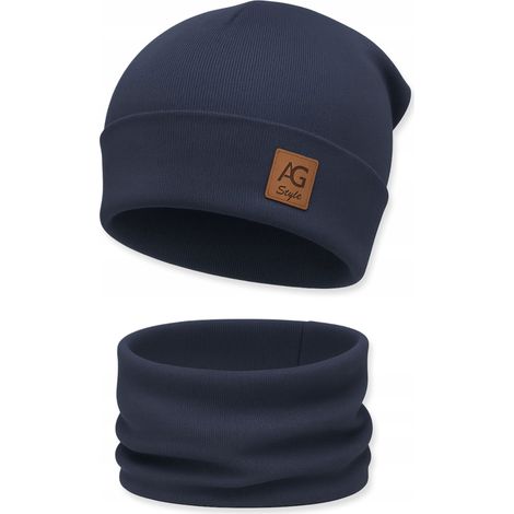 Set composto da cappello e scaldacollo per donna e uomo, set a due strati, ideale per jeans caldi. (1/5)